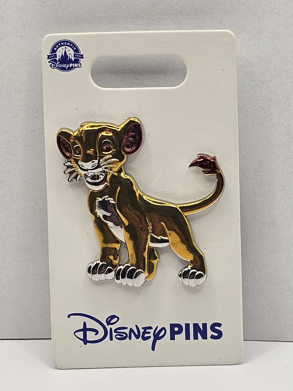 Disney Parks Simba Shiny Gold and Brown Enamel Pin, New, Carded